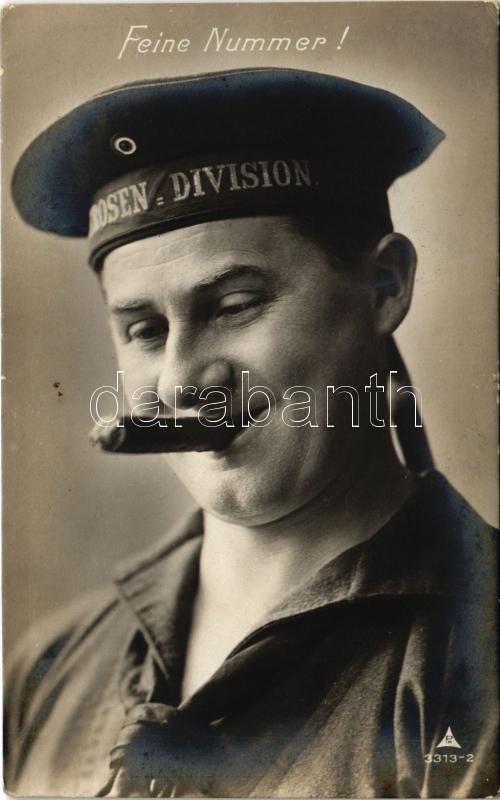 1915 Feine Nummer! / WWI German Navy, mariner smoking a cigar + 'K.U.K. KRIEGSMARINE SMS ERZHERZOG KARL'