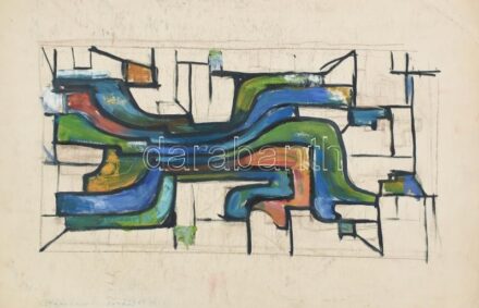 Rác András (1926-2013): Mozaikterv. Vegyes technika, papír. Jelzés nélkül. Lap széle kissé sérült. Proveniencia: A művész hagyatéka. 43x61 cm