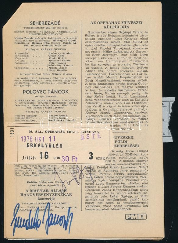 A pesti Műsor címlapja rajta Törőcsik Mari aláírása saját képén, valamint Gundula Janowitz, Irwin Cage, Lázár Mária aláírásai . - Image 2