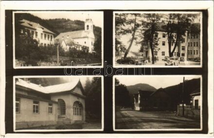 1949 Lucski-fürdő, Lúcky Kúpele (Liptó); templom, fürdő, automobil / church, spa, bath, automobile