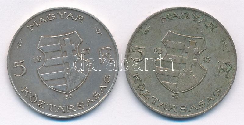 1947. 5Ft Ag 'Kossuth' (2x) T:3 patina Adamo F8.1 - Image 2