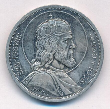 1938. 5P Ag 'Szent István' T:1- patina Adamo P8.1