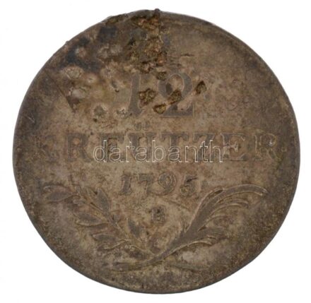 1795B 12kr Ag 'I. Ferenc' Körmöcbánya (4,81g) T:3- sérült, patina Hungary 1795B 12 Kreuzer Ag 'Franz I' Kremnitz (4,81g) C:VG damaged, patina Huszár: 2009., Unger III.: 1394.a