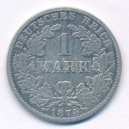 Német Birodalom 1874B 1M Ag T:3 German Empire 1874B 1 Mark Ag C:F Krause KM#7