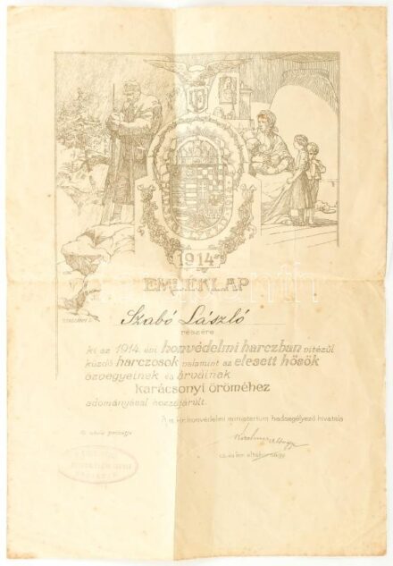 1914 Honvéd karácsony emléklap hajtva