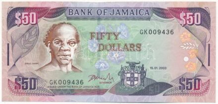 Jamaika 2003. 50$ 'GK 009436' T:II Jamaica 2003. 50 Dollars 'GK 009436' C:XF Krause P#79d