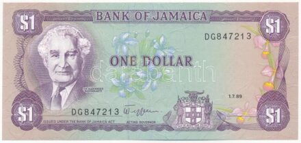 Jamaika 1989. 1$ 'DG 847213' T:II Jamaica 1989. 1 Dollar 'DG 847213' C:XF Krause P#68Ac