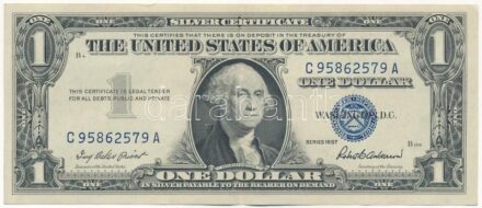 Amerikai Egyesült Államok 1957-1961. (1957) 1$ 'Silver Certificate - kisméretű', kék pecsét, 'Ivy Baker Priest - Robert B. Anderson' T:II USA 1957-1961. (1957) 1 Dollar 'Silver Certificate - Small size', blue seal, 'Ivy Baker Priest - Robert