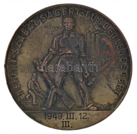 Fonyó Márton (?-?) 1949. 'Magyar Szabadságharcos Szövetség / Népért-Szabadságért-Függetlenségért' ezüstözött Br emlékérem (40mm) T:2 patina, ph.