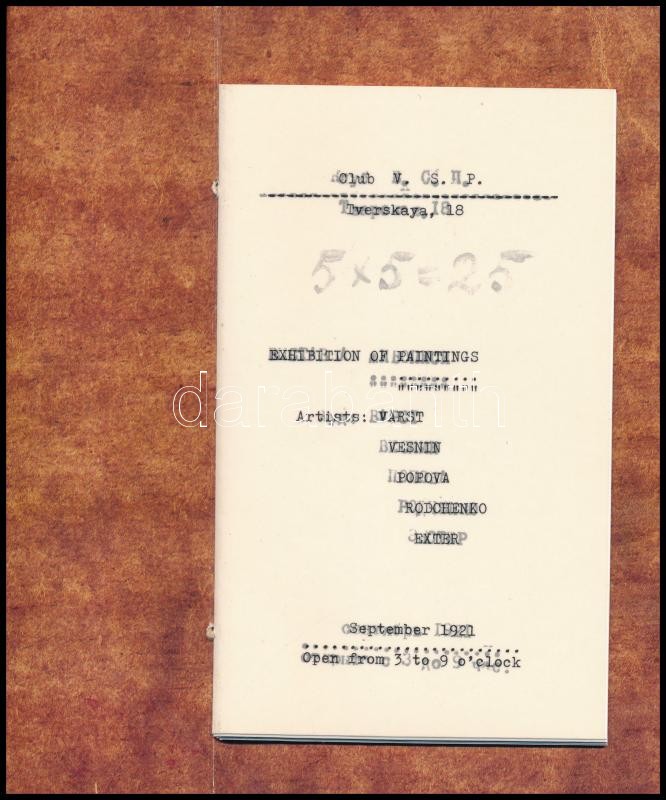 5x5=25. Russian Avant-garde Exhibition Moscow 1921. A Catalogue in Facsimile.: John Milner:The Exhibiton. 5x5=25. Its background and significance. Angol nyelven Ford.: Christiana von Manen.; Katalógus. 6 számozatlan, orosz nyelvű levél előtt - Image 2