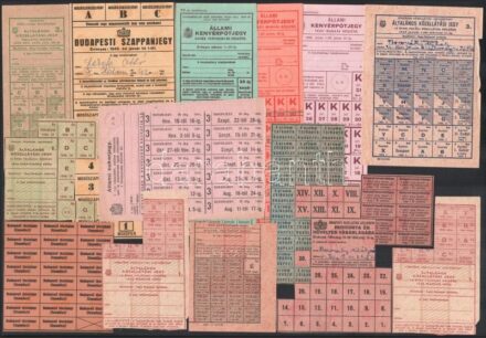 cca 1941-49 14 db élelmiszerjegy