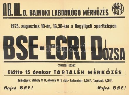 1975 Vidéki labdarúgó-mérkőzés plakátja, 40×60 cm