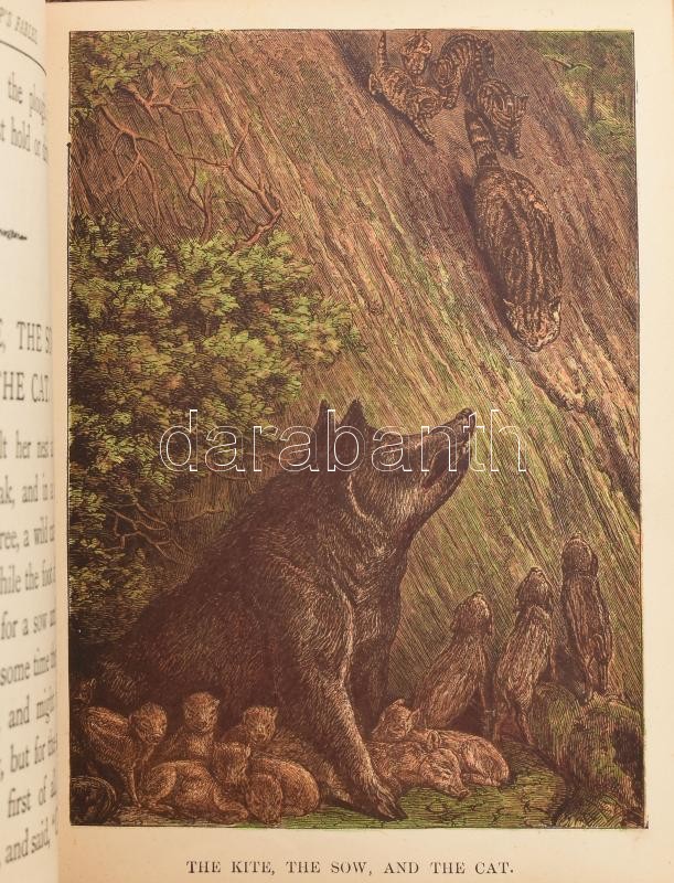 Godolphin, Mary: Aesop's Fables in Words of One Syllable. With Coloured Illustrations. Sixth Edition. London-Paris-New York, é.n., Cassell, Petter, Galpin & Co., 174+(6) p. + 6 t. (színes képtáblák). Angol nyelven. Kiadói aranyozott, - Image 2