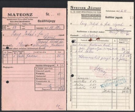 1941 Szatmárnémeti 2 db szállítójegy