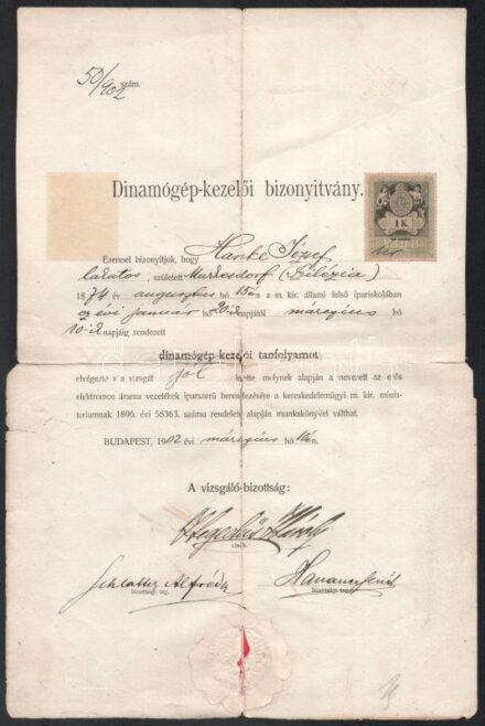 1901-1904 2 db lakatos vizsga bizonyítvány,
