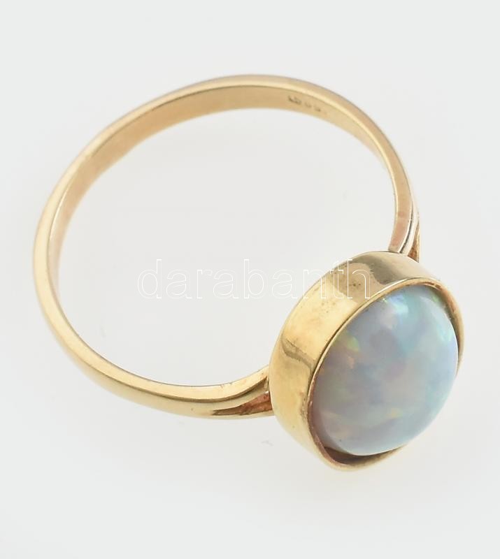 Arany (Au) 14K opálköves gyűrű, jelzett, méret: 55, bruttó: 3,1 g - Image 3