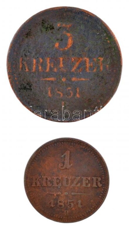1851B 1kr Cu + 1851B 3kr Cu T:3,3- ph.