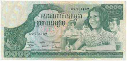Kambodzsa DN (1972-1973) 1000R '234142' T:I- Cambodia ND (1972-1973) 1000 Riels '234142' C:AU Krause P#17