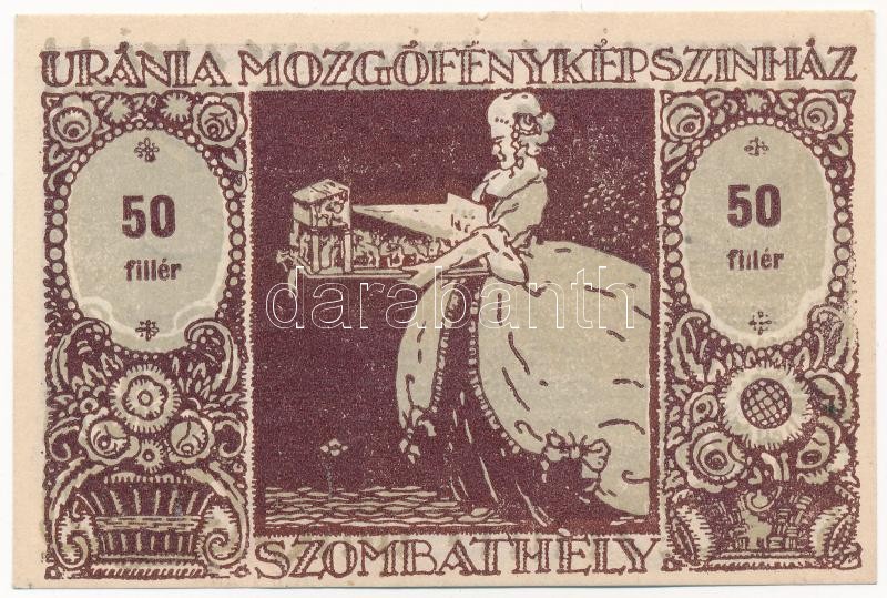 Szombathely 1920. 'Uránia Mozgófényképszínház' 50f utalvány T:III Adamo SZO-7.3 - Image 2
