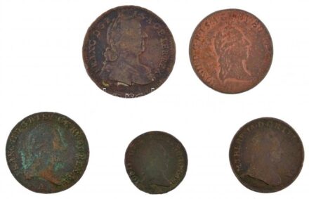 Ausztria 1762W 1kr Cu 'Lotharingiai Ferenc' + 1780W 1/2kr Cu 'Mária Terézia' + 1782A 1/2kr Cu 'II. József' + 1790S 1kr Cu 'II. József' + 1800A 1kr 'I. Ferenc' T:2-,3 Austria 1762W 1 Kreuzer Cu 'Franz von Lothringen' + 1780W 1/2 Kreuzer Cu