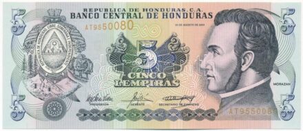 Honduras 2004. 5L 'AT 9550080' T:I Honduras 2004. 5 Lempiras 'AT 9550080' C:UNC Krause P#85d