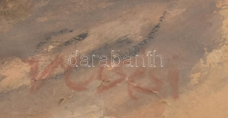 Vecsési Sándor (1930-2015): Házak. Vegyes technika, papír. Jelzett. Fa keretben. 30x42 cm - Image 2