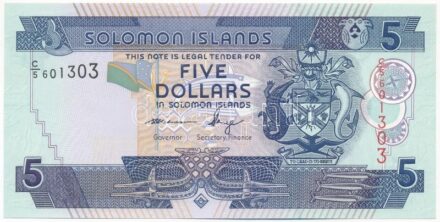 Salamon-szigetek DN (2006-2012) 5$ 'C/5 601303' T:I Solomon Islands ND (2006-2012) 5 Dollars 'C/5 601303' C:UNC Krause P#26