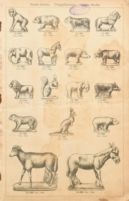 cca 1910 Csokoládéforma katalógus. J.G. Laurösch Nachfolger, Gmünd. Schokoladenform Katalog. 60 p. borító nélkül.