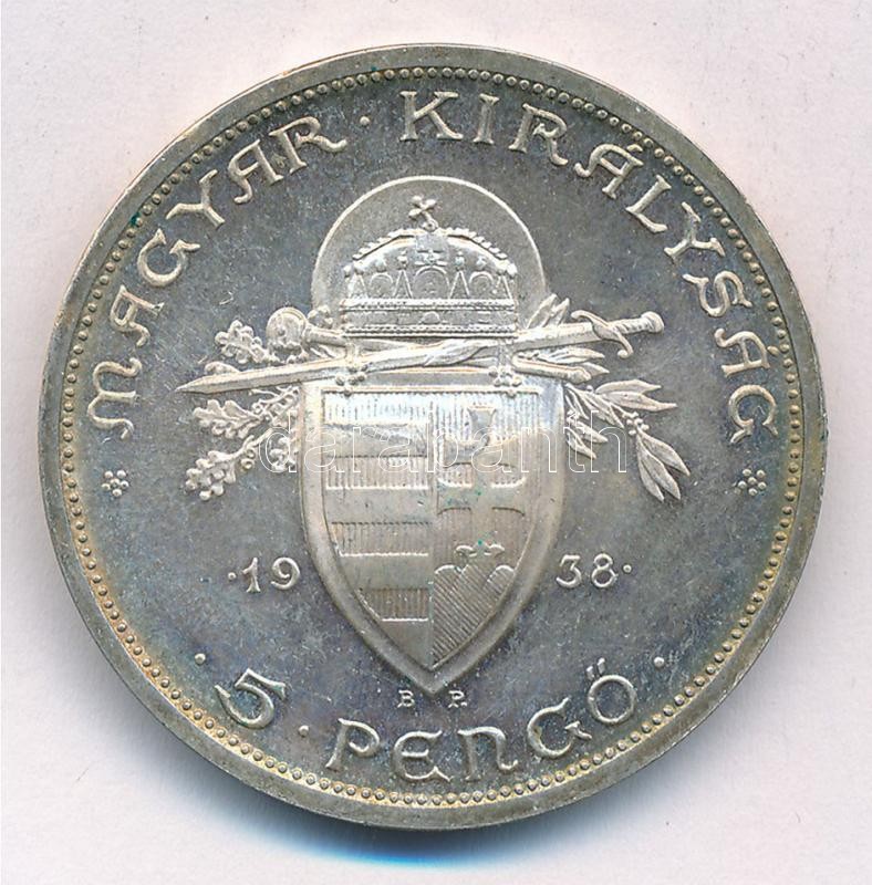 1938. 5P Ag 'Szent István' T:1- patina Adamo P8.1 - Image 2
