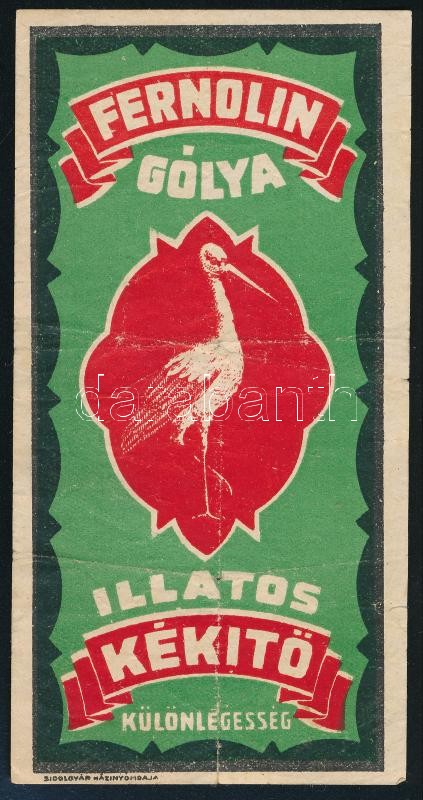 cca 1930-1940 Fernolin Gólya illatos kékítő számolócédula, hajtásnyomokkal, apró szakadással