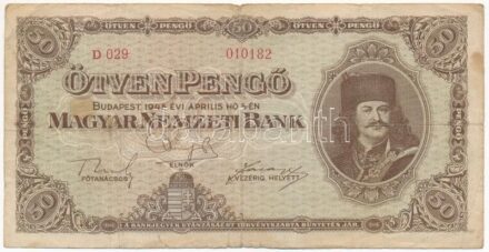 1945. 50P 'D 029 010182' T:III- Adamo P15