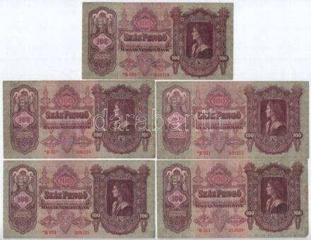 1930. 100P (9x) mind csillagos sorozatszámmal T:III közte szép papír Adamo P17