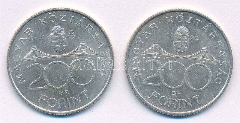 1994. 200Ft Ag 'Deák' (2x) T:1-,2 Adamo F13.1 - Image 2