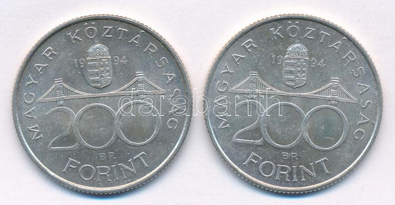 1994. 200Ft Ag 'Deák' (2x) T:1-,2 Adamo F13.1 - Image 2