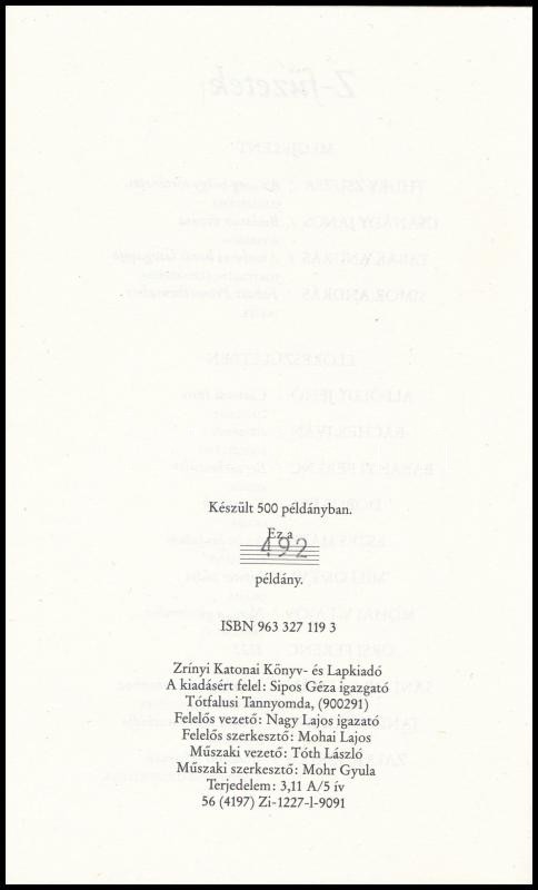 Tabák András: Anselmus barát. Történelmi elbeszélések. Z-füzetek/3. Bp.,1990,Zrínyi. Kiadói papírkötés. Számozott (192./500) és a szerző által DEDIKÁLT példány. - Image 3
