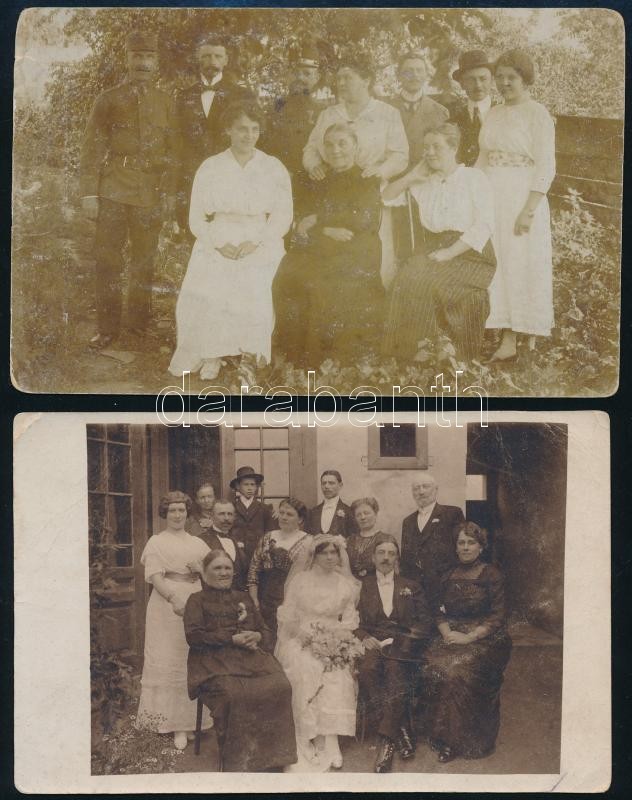 1913, 1918 nyitrai társaságok, 2 db fotólap, 9×14 cm