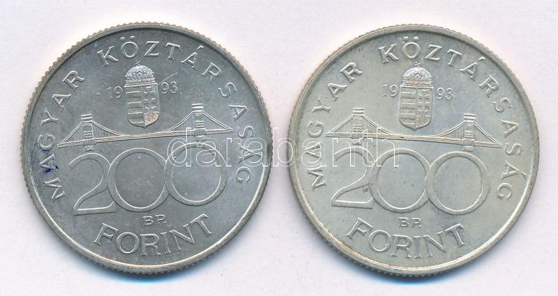 1993. 200Ft Ag 'MNB' (2x) T:1- Adamo F13 - Image 2