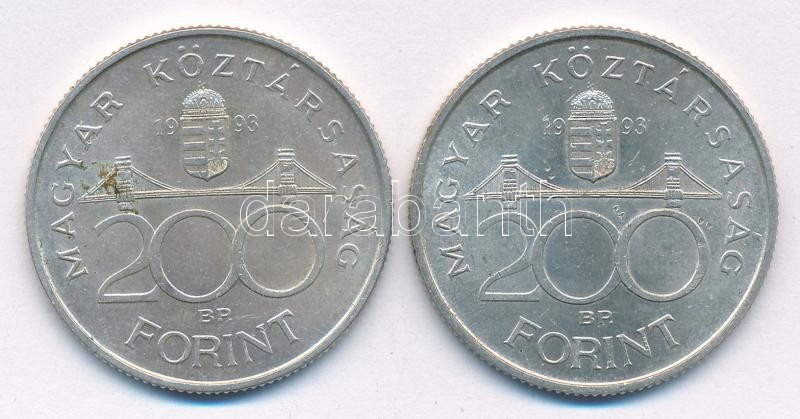 1993. 200Ft Ag 'MNB' (2x) T:1- Adamo F13 - Image 2
