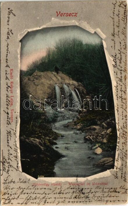 1903 Versec, Vrsac; Urbán-völgyi vízesés. Kehrer Lajos kiadása / Wasserfall im Urbantal / waterfall, valley