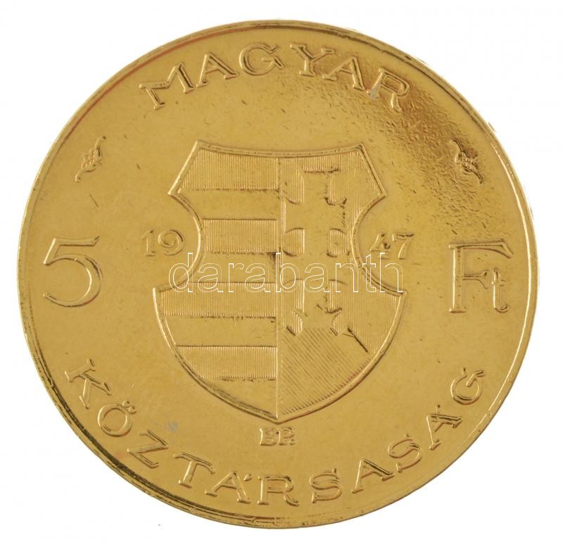 1947. 5Ft Ag 'Kossuth' aranyozva T:2 Adamo F8.1 - Image 2