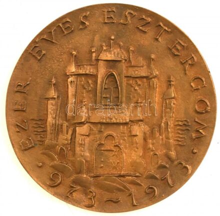 Borsos Miklós (1906-1990) 1973. 'István - Géza / Ezer éves Esztergom 973-1973' kétoldalas Br plakett eredeti tokban (102mm) T:1- / Hungary 1973. 'István - Géza / 1000th Anniversary of Esztergom 973-1973' double-sided Br plaque in original