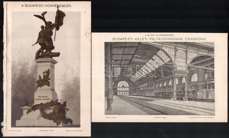 cca 1896 Budapest, 4 db, Bp., Pallas Nagy Lexikona, litografáltak, közte , foltos is, 25x15 cm - Image 2