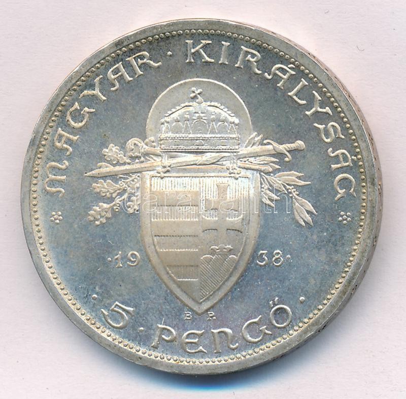 1938. 5P Ag 'Szent István' T:1- patina, kis ph Adamo P8.1 - Image 2