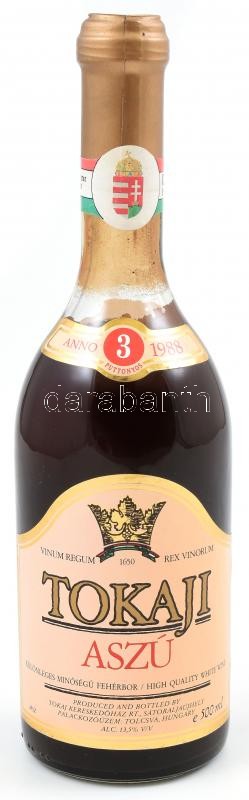 1988 Tokaji aszú, 3 puttonyos, 500 ml, bontatlan palack
