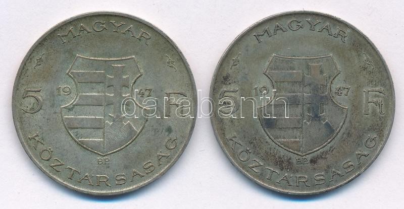 1947. 5Ft Ag 'Kossuth' (2x) T:3 patina Adamo F8.1 - Image 2