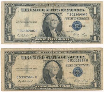 Amerikai Egyesült Államok 1953-1957 (1935E) 1$ 'Ivy Baker Priest - George Magoffin Humphrey' (2x) T:III USA 1953-1957 (1935E) 1 Dollar 'Ivy Baker Priest - George Magoffin Humphrey' (2x) C:F Krause P#416D2e