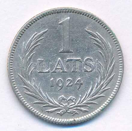 Lettország 1924. 1L Ag T:2 Latvia 1924. 1 Lats Ag C:XF Krause KM#7