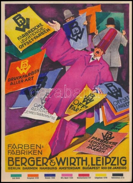cca 1930 Bergen Wirth Leipzig reklám plakát 20x30 cm
