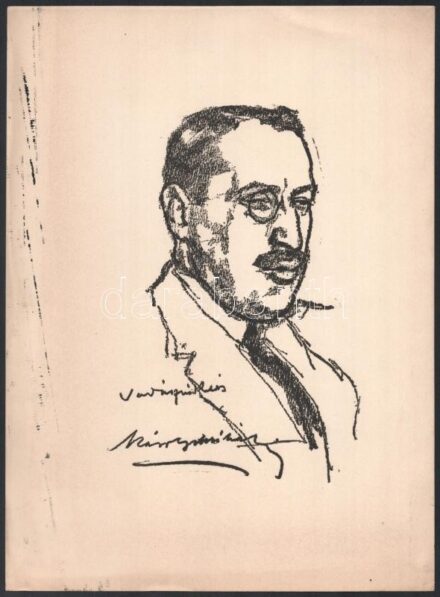 Vadász Miklós (1884-1927): gróf Károlyi Mihály. Cinkográfia, papír, jelzett a metszeten, 30×22 cm