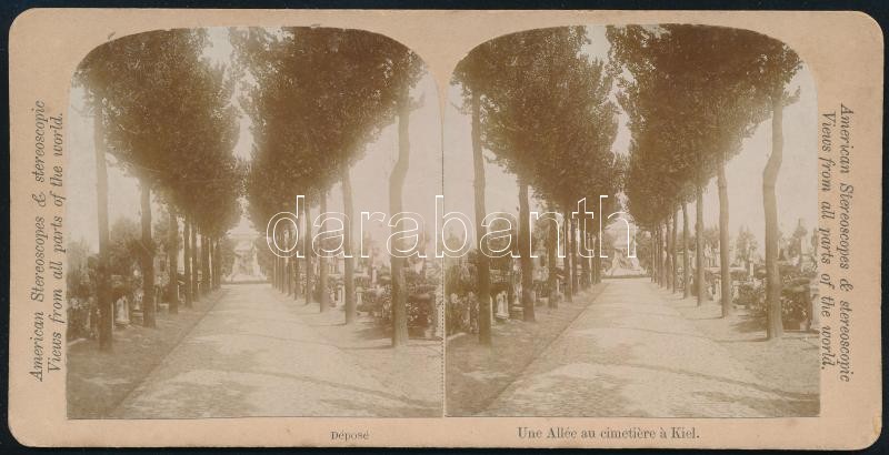cca 1900 Sztereofotó: Kiel temető 18x9 cm
